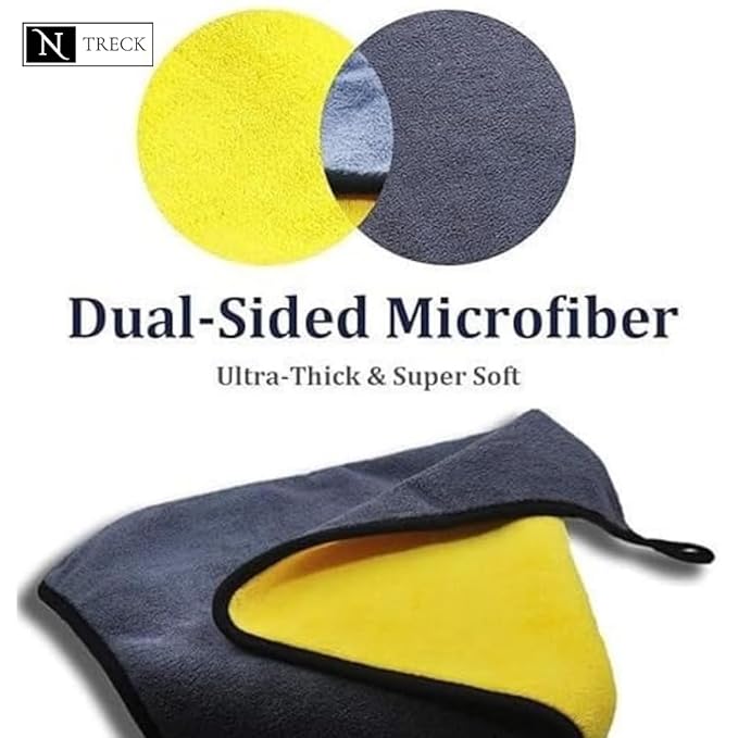 N Treck Heavy Microfiber Cloth for Car & Bike Cleaning – 500 GSM , (Multi-Color)