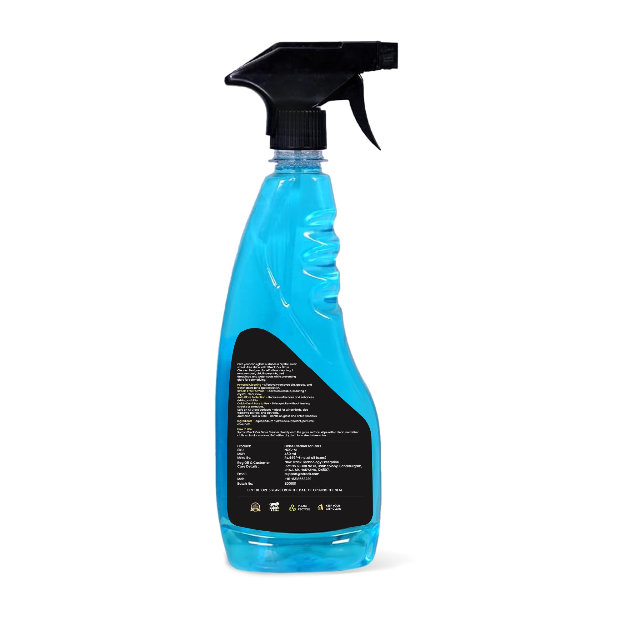 NTreck Auto Specialty Glass Cleaner Liquid Spray – 450 ml