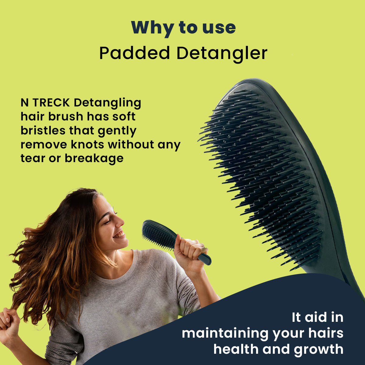 N Treck Paddle Detangler Hair Brush for Men & Women
