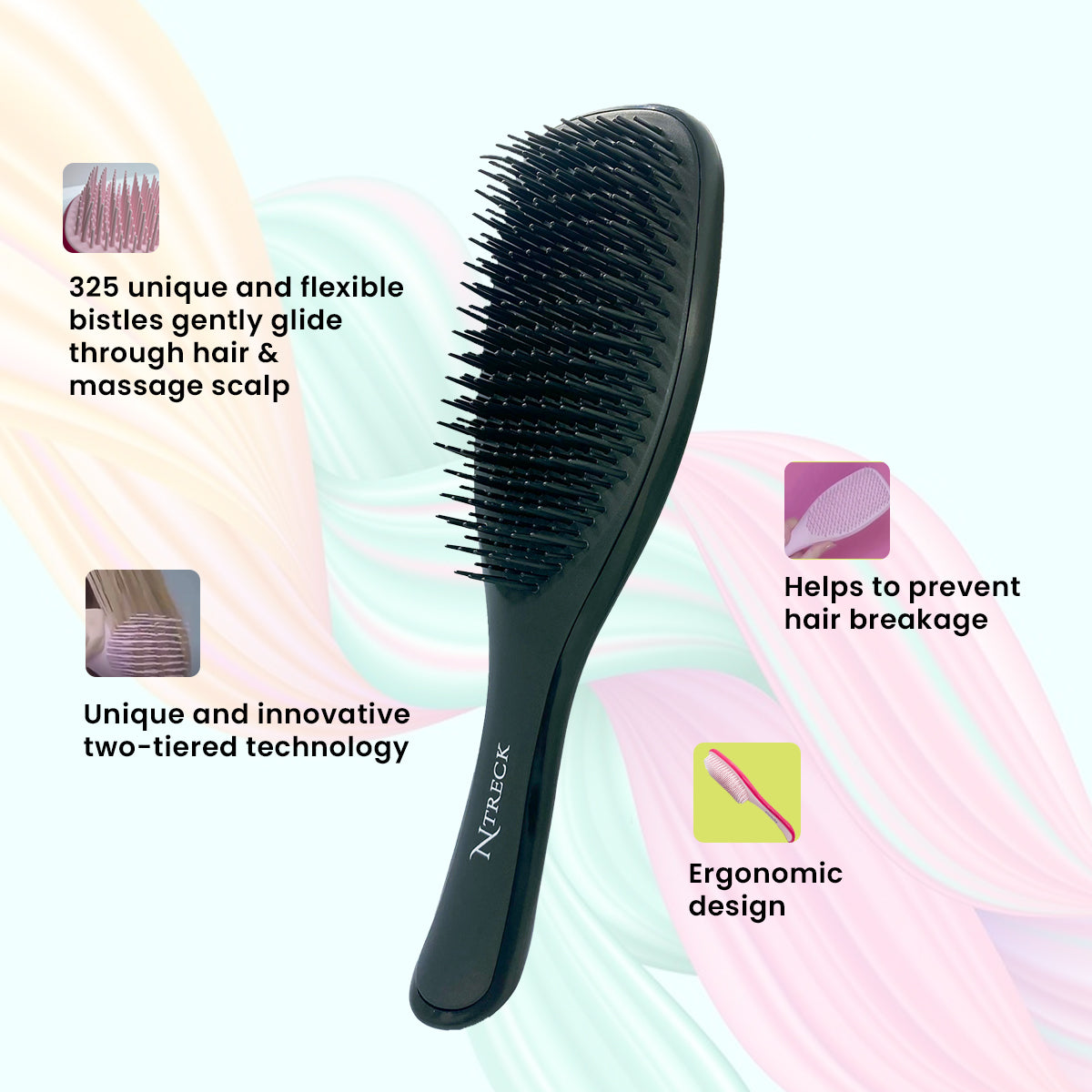 N Treck Paddle Detangler Hair Brush for Men & Women