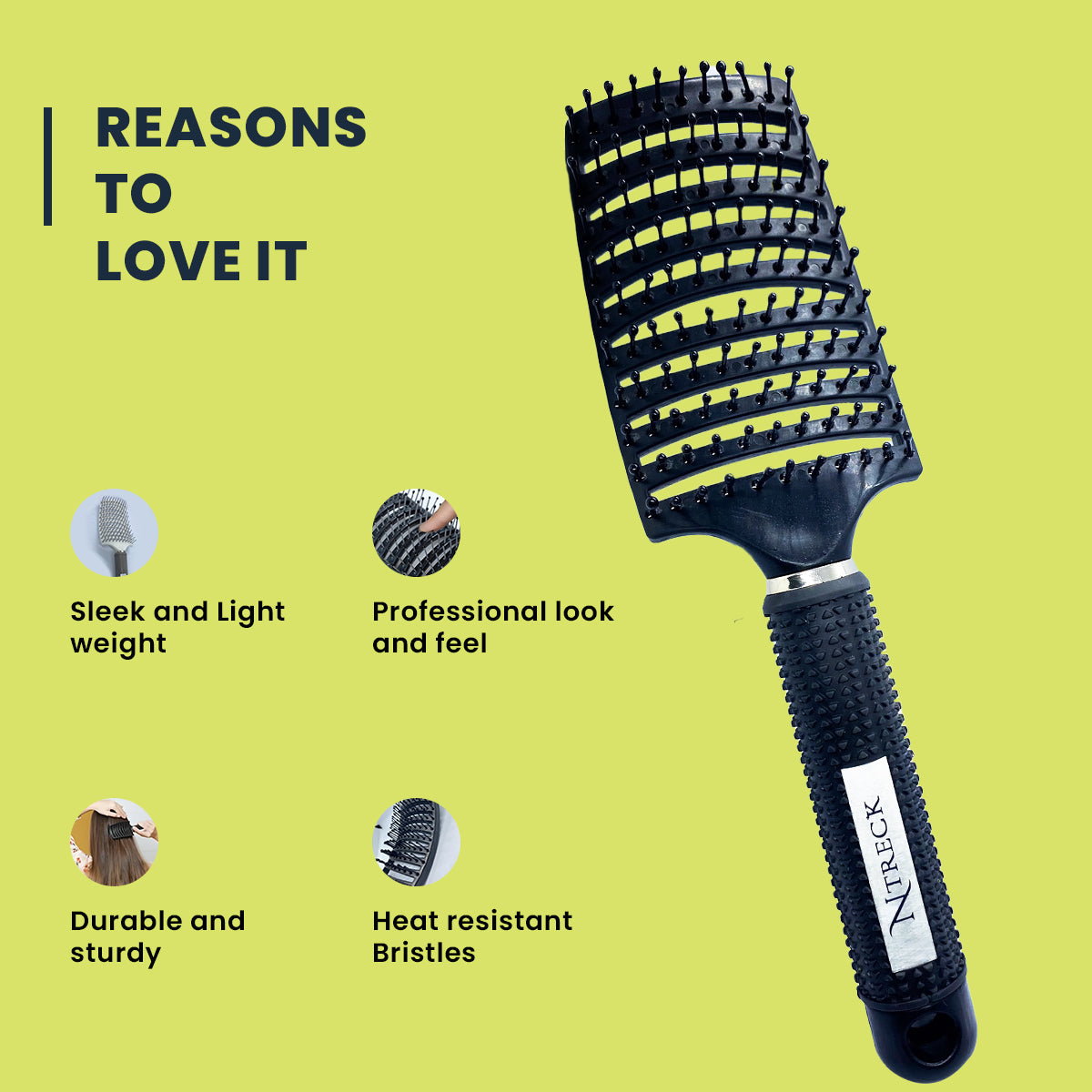 N Treck Venting Detangler Hair Scalp Massage Comb Hair Brush